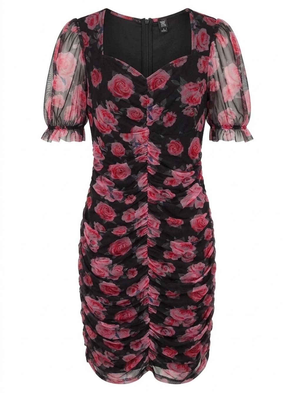 SHEIN Black Mini Dress with Pink Rose Print ‼️SIZE 1XL